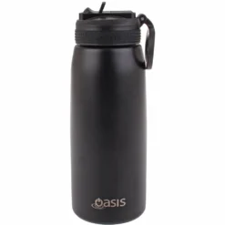 Oasis Insulated Sports Bottle Sipper Straw 780ml Black