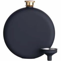 BarCraft Hip Flask Soft Touch 350ml Gift Boxed - Black