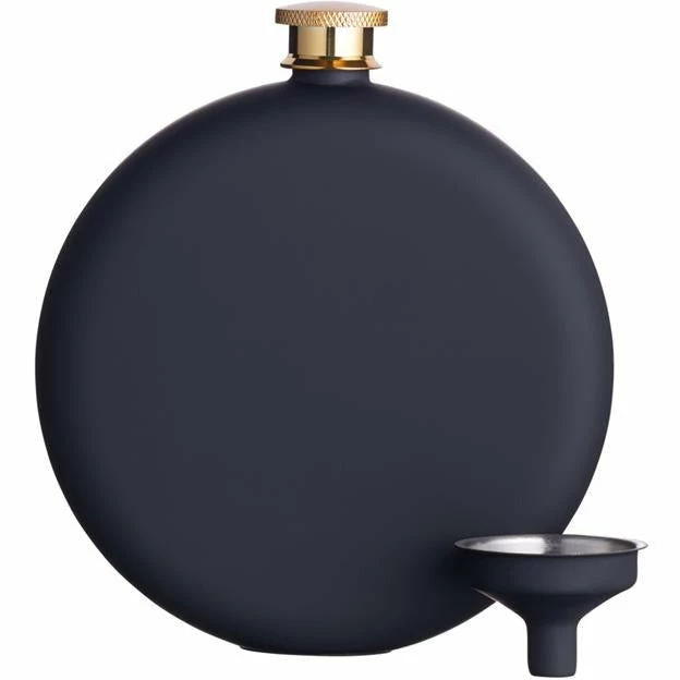 BarCraft Hip Flask Soft Touch 350ml Gift Boxed - Black