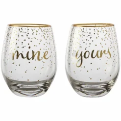 Maxwell And Williams Celebrations Stemless Glass 500ml Set Of 2 Mine Yours Gift Boxed