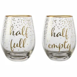 Maxwell And Williams Celebrations Stemless Glass 500ml Set Of 2 Full Empty Gift Boxed
