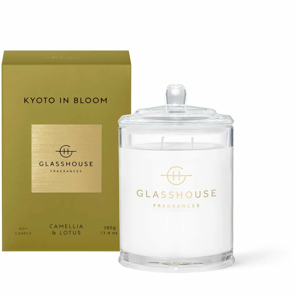 Glasshouse Fragrances Kyoto In Bloom - Camellia And Lotus 380g Triple Scented Candle