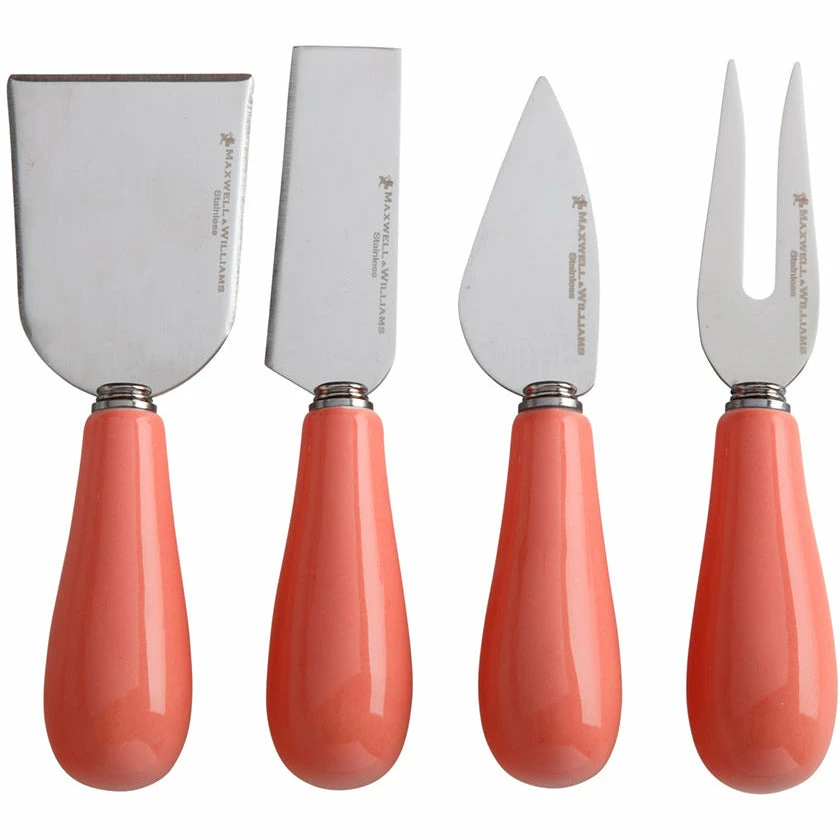 Maxwell And Williams Mezze Cheese Knife Set 4 Piece Coral Gift Boxed