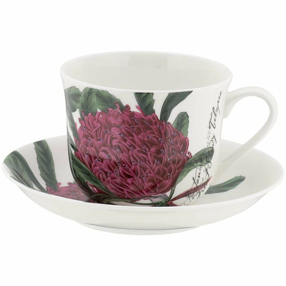 Maxwell And Williams Royal Botanic Gardens Australian Botanics Breakfast Cup & Saucer 450ML Telopea Gift Boxed
