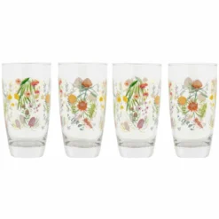 Maxwell And Williams Royal Botanic Gardens Native Blooms Glass Tumbler 400ML Set Of 4 Gift Boxed