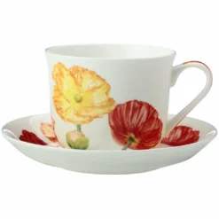Maxwell And Williams Katherine Castle Floriade Breakfast Cup & Saucer 480ml Poppies Gift Boxed