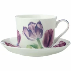 Maxwell And Williams Katherine Castle Floriade Breakfast Cup & Saucer 480ml Tulips Gift Boxed