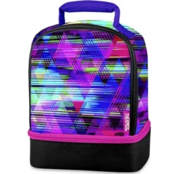 Thermos Dual Lunch Kit - Triangles Pink