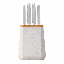 Furi Pro Stone Knife Block Set Black & White Terrazzo 5 Piece