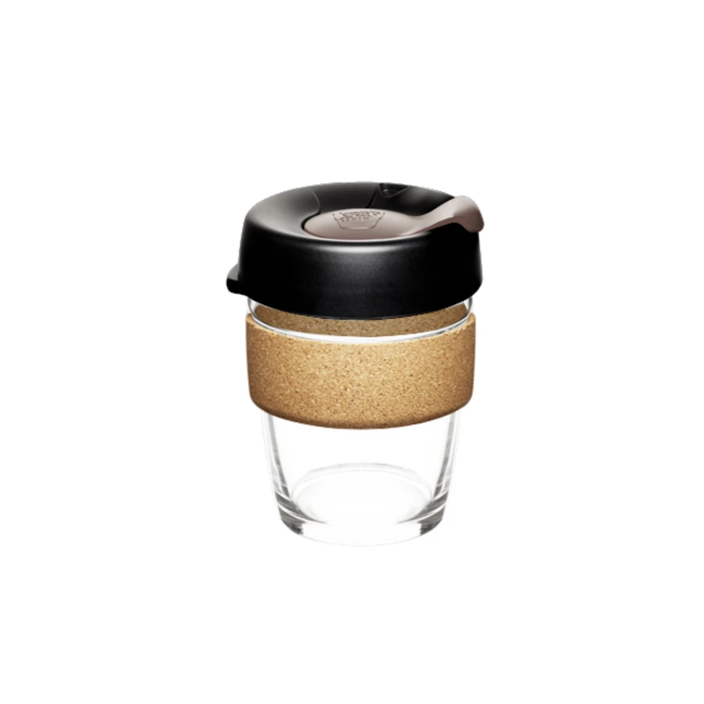 KeepCup Brew Cork 12Oz Black Lid Brown Plug